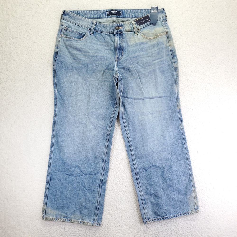 Hollister Low Rise Baggy Jeans Light Wash Blue 100% Cotton 16S W33S NWT